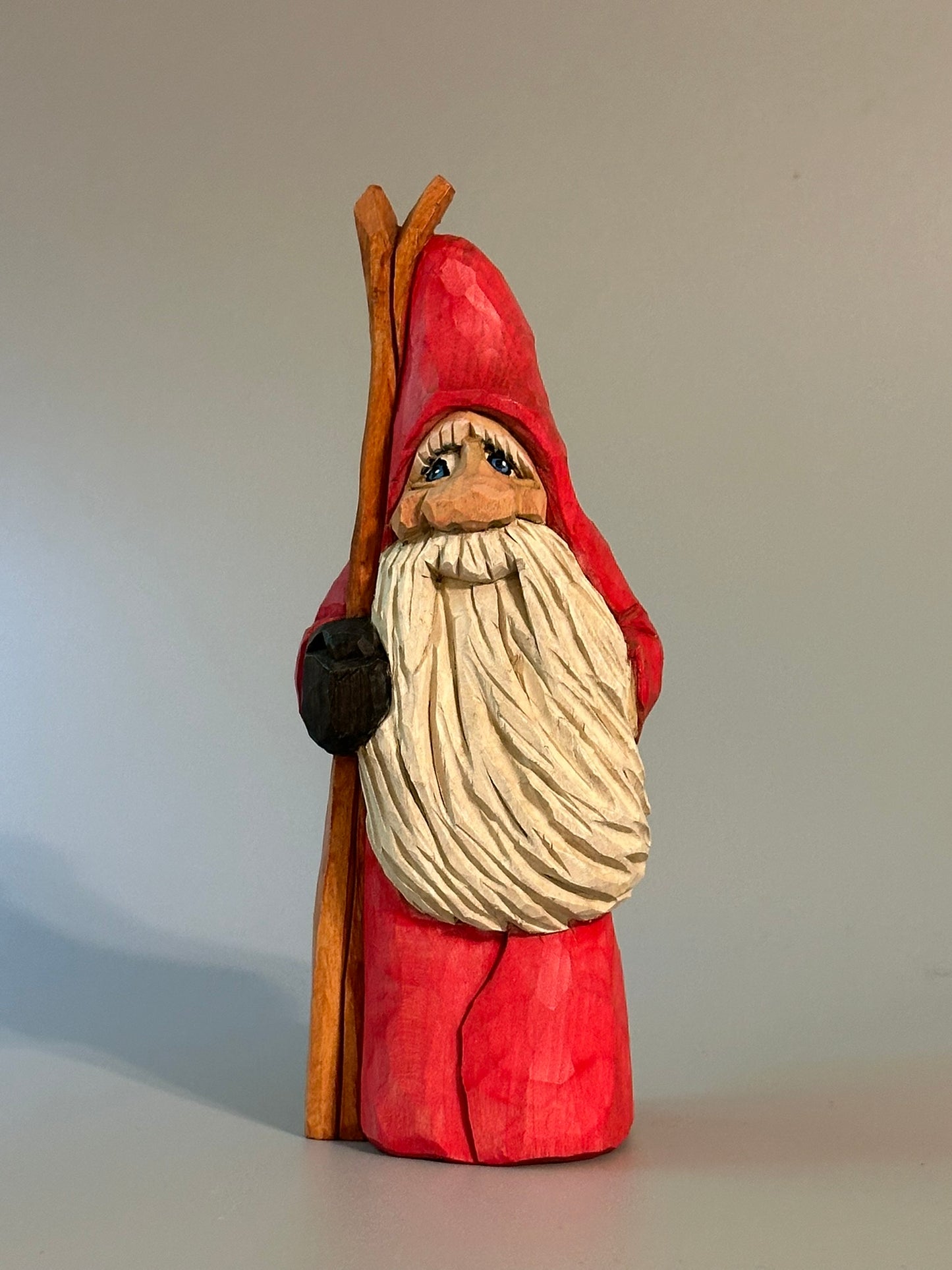Skiin’ Saint Nick — Hand-Carved Santa Skier