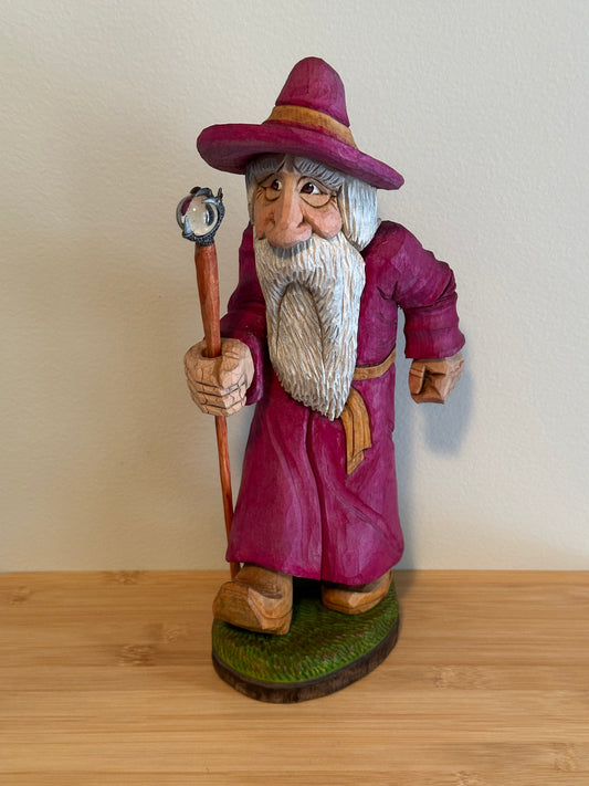 The Bearded Mage: Hand-Carved Wizard Sculpture