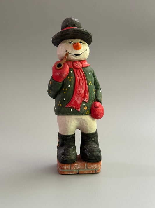 Distinguished Gentleman Snowman – Handcrafted Winter Caricature Figurine