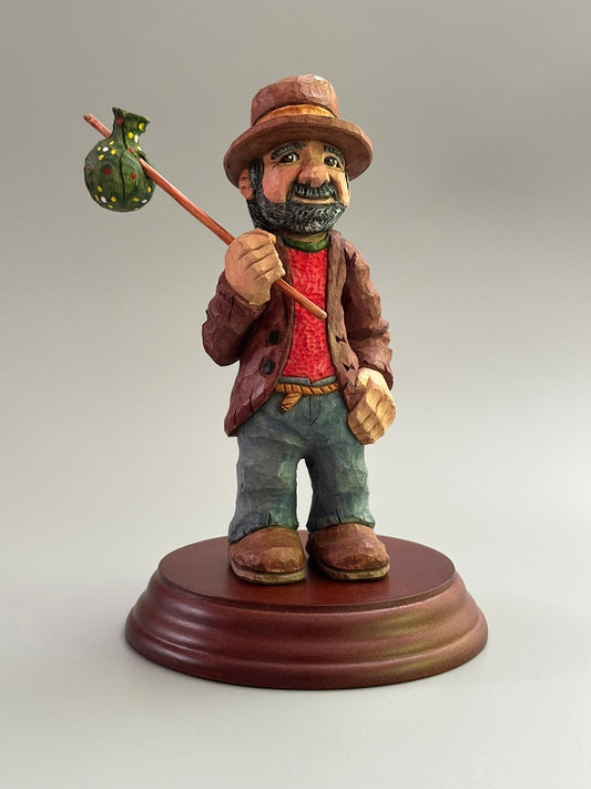 The Traveling Hobo – Rustic Wooden Figurine Inspired by Classic Americana