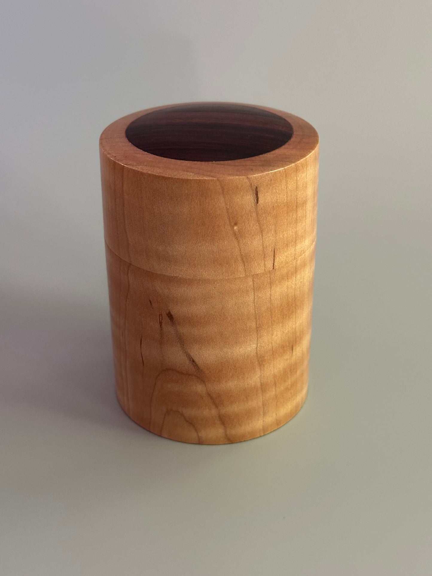 Curly Maple Keepsake Box with Rosewood Dome Lid – Hand-Turned Wood Jewelry Box, Rustic Artisan Gift for Him or Her