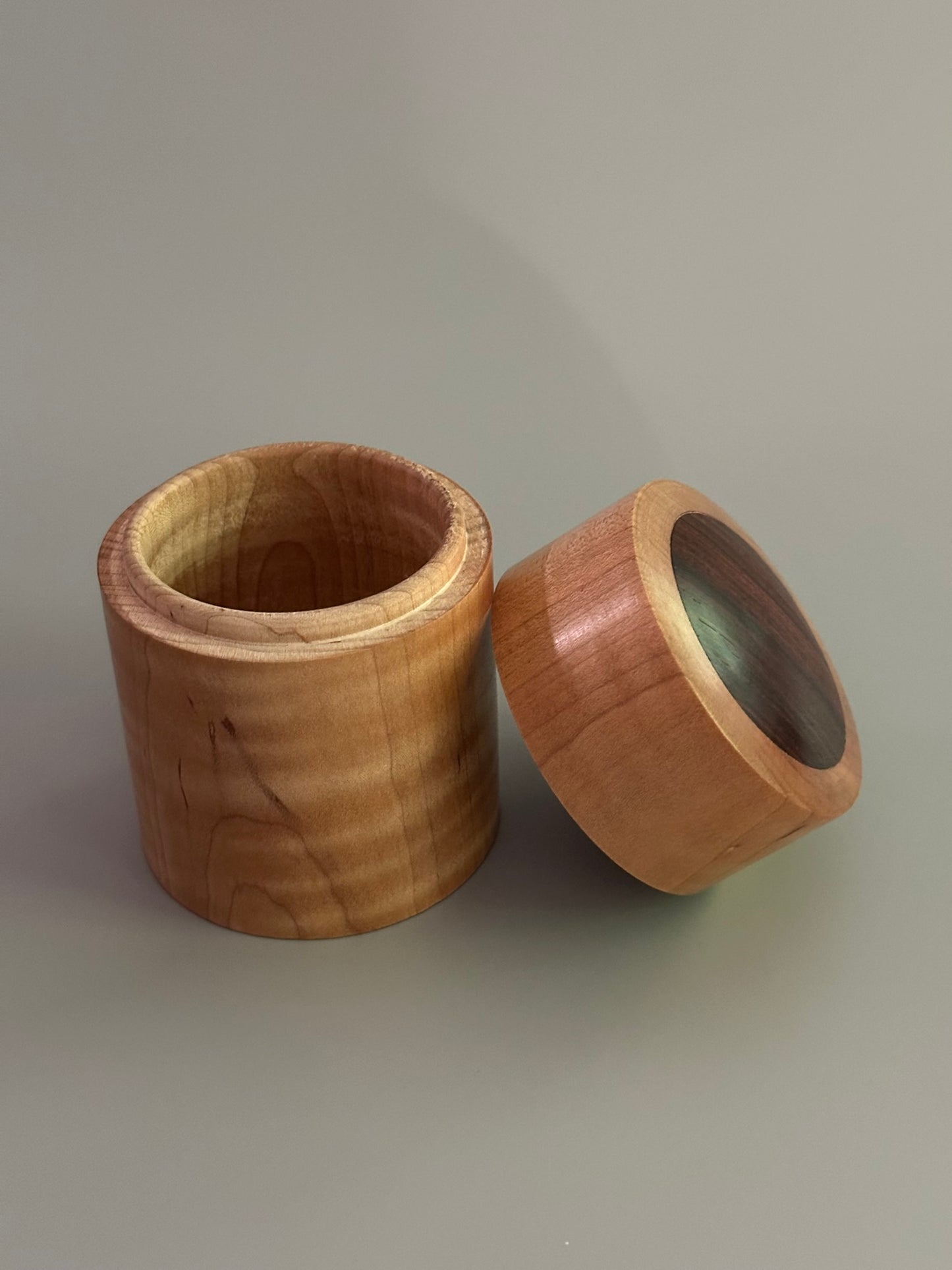 Curly Maple Keepsake Box with Rosewood Dome Lid – Hand-Turned Wood Jewelry Box, Rustic Artisan Gift for Him or Her