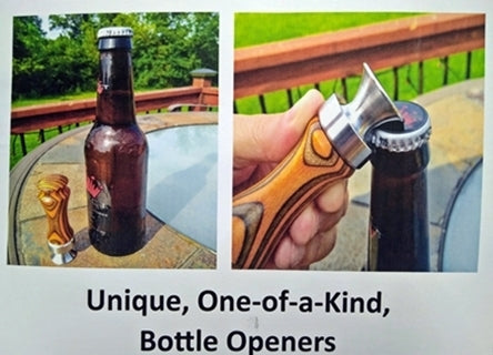 “Cosmic Bloom” – Handcrafted Standing Bottle Opener in Exotic Tulipwood