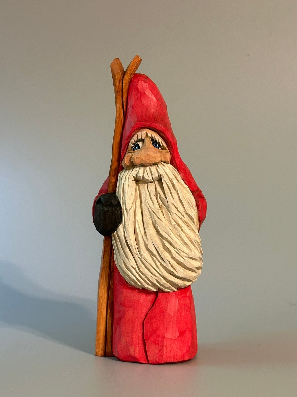 Skiin’ Saint Nick — Hand-Carved Santa Skier