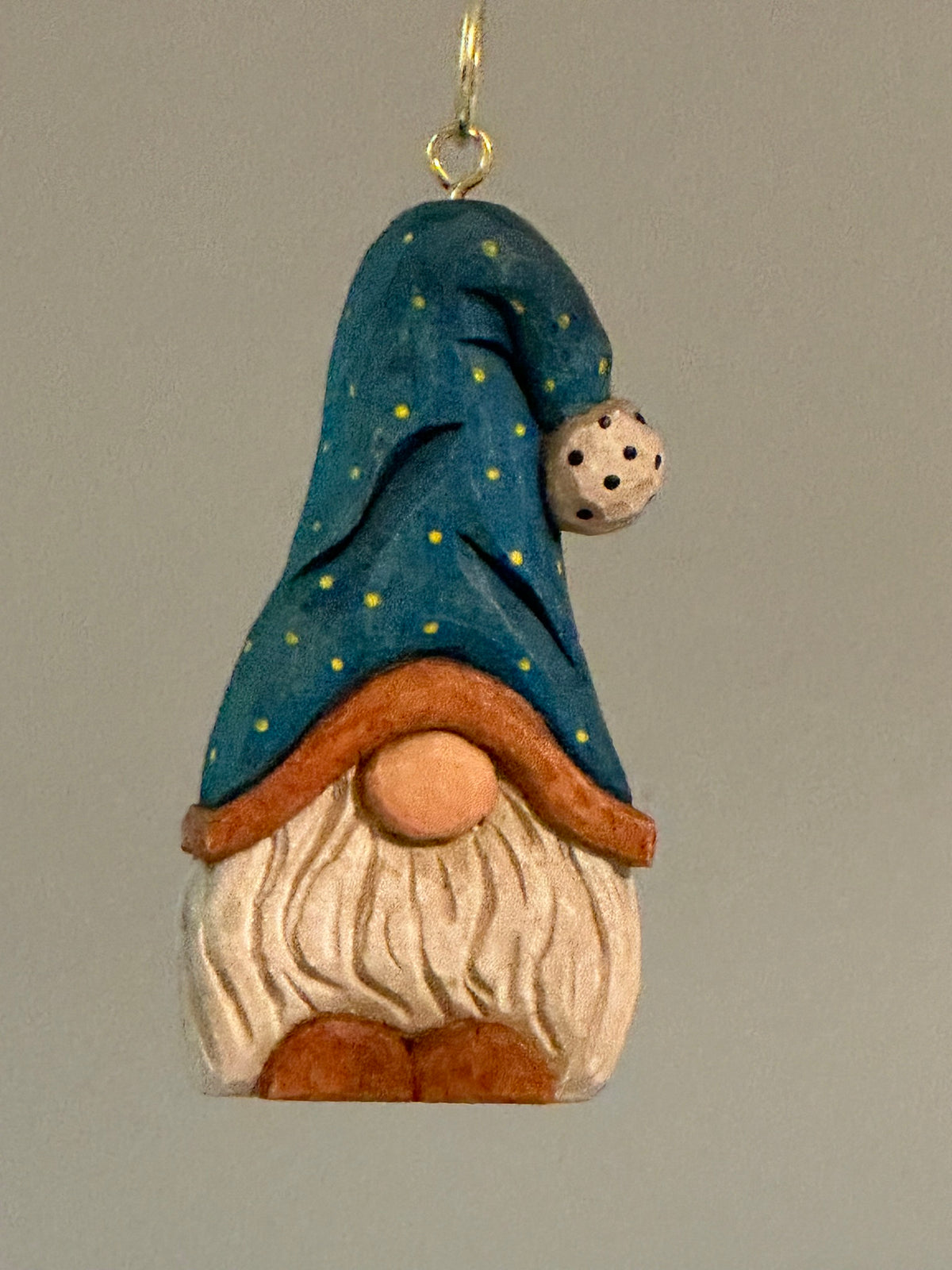 Rusty the Christmas Gnome — Hand-Carved Gnome Ornament
