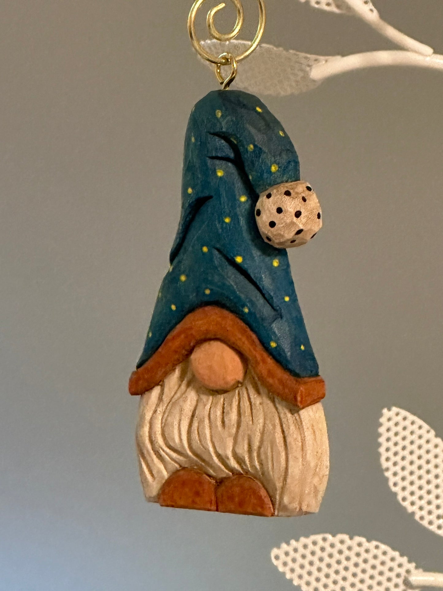 Rusty the Christmas Gnome — Hand-Carved Gnome Ornament